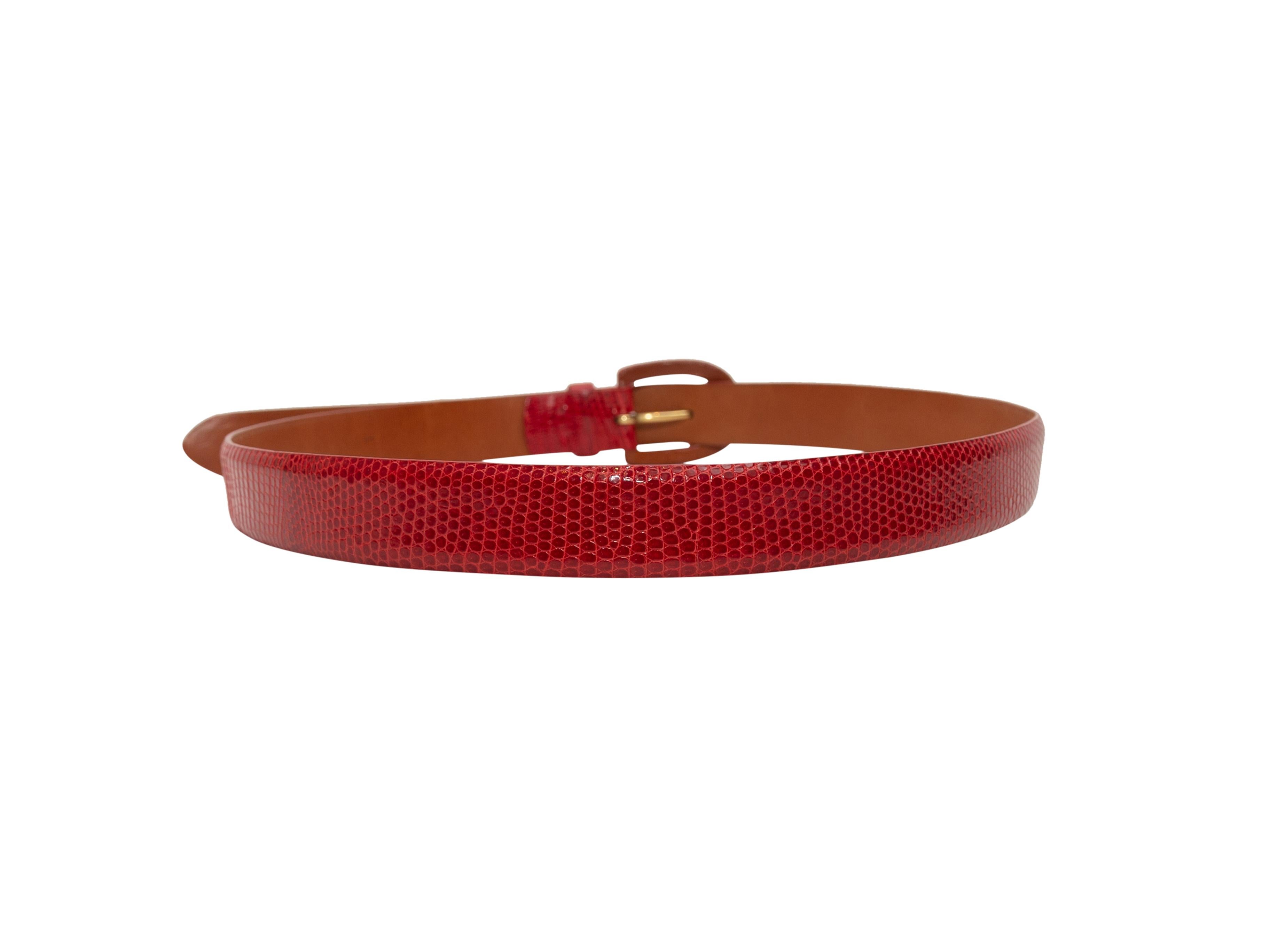Product details: Red lizard skin belt by Ralph Lauren. Buckle closure. 1