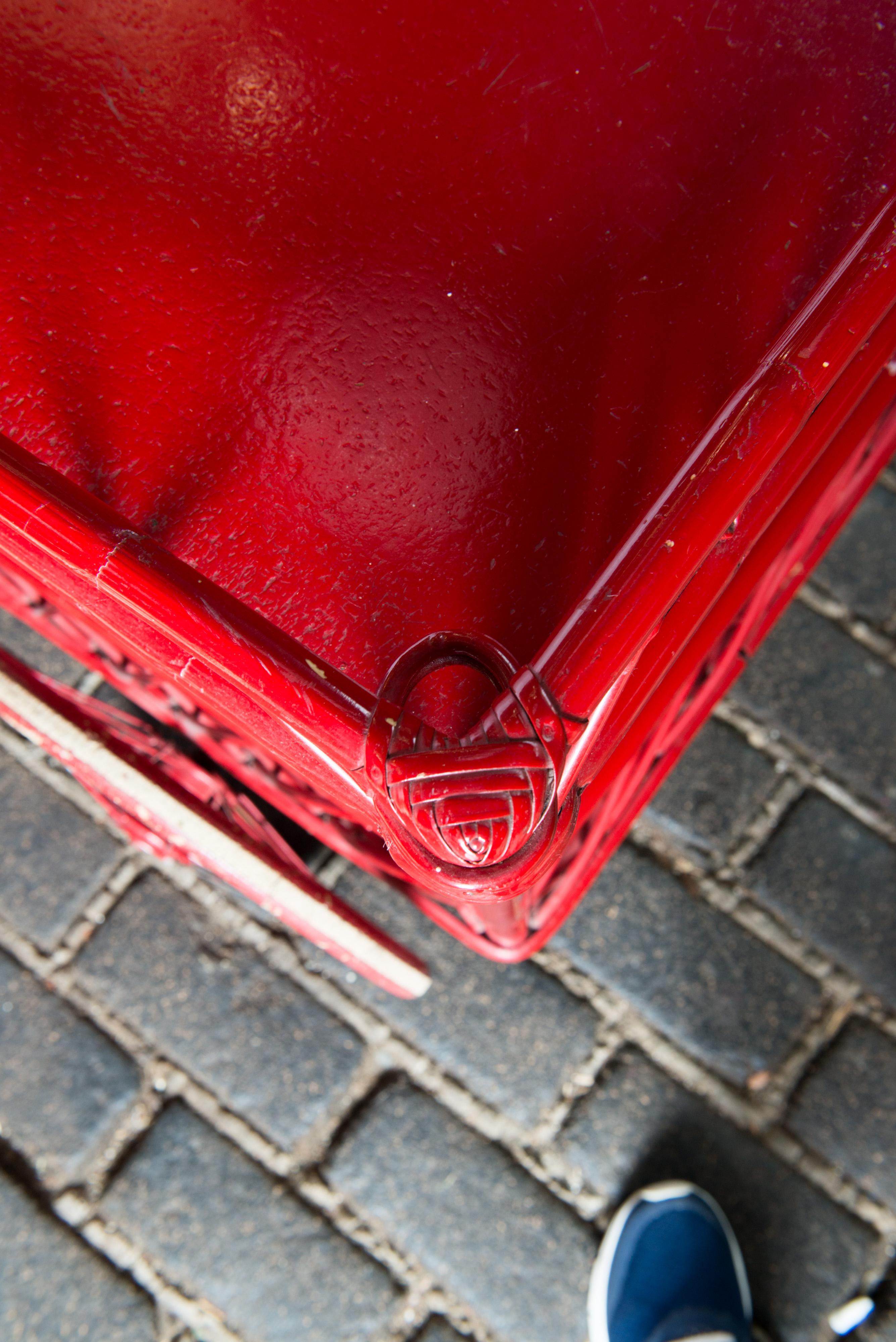Red Rattan Bar Cart 5