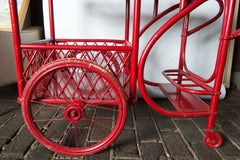 Red Rattan Bar Cart