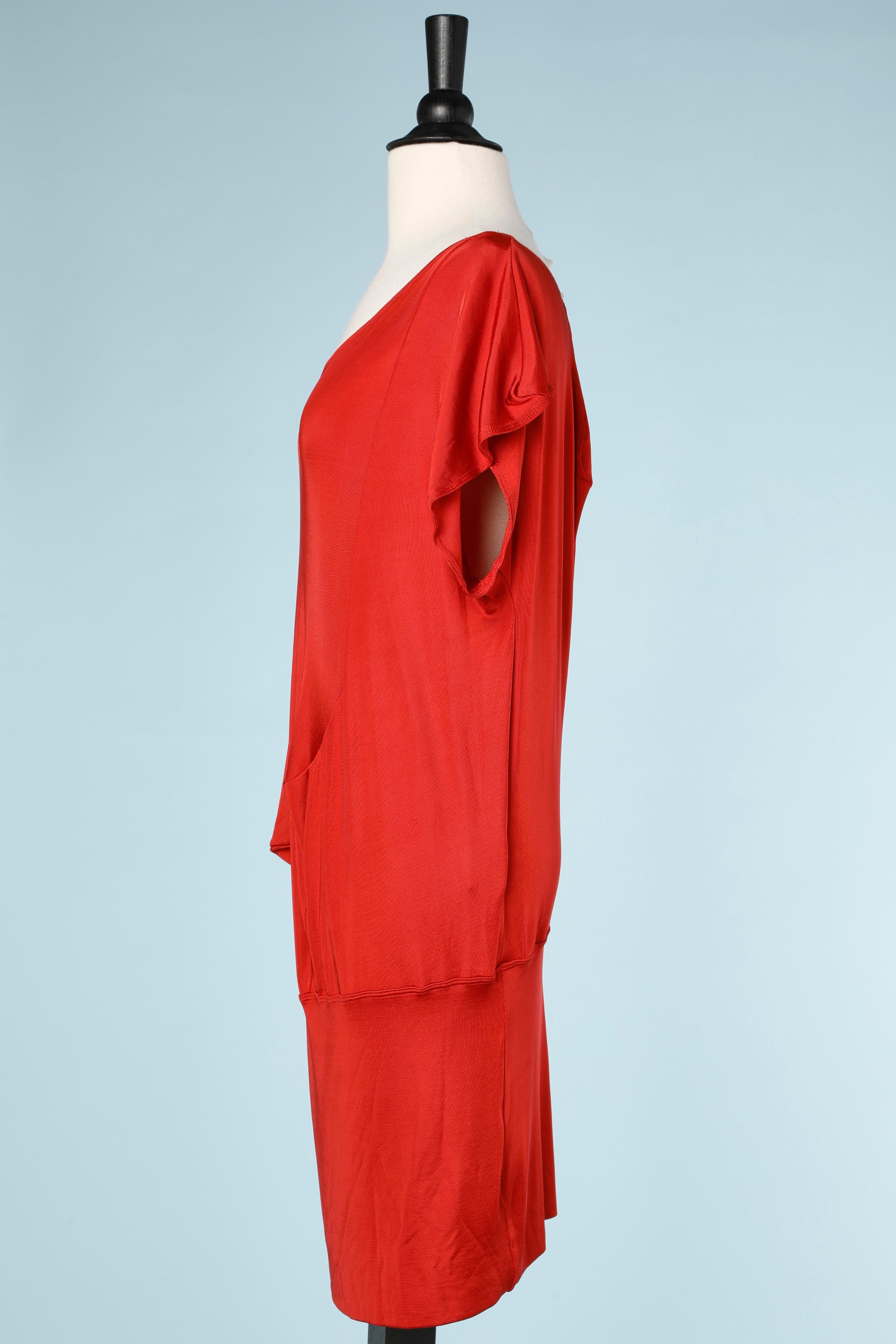 Red rayon jersey asymmetrical dress Anglomania by Vivienne Westwood  In New Condition For Sale In Saint-Ouen-Sur-Seine, FR