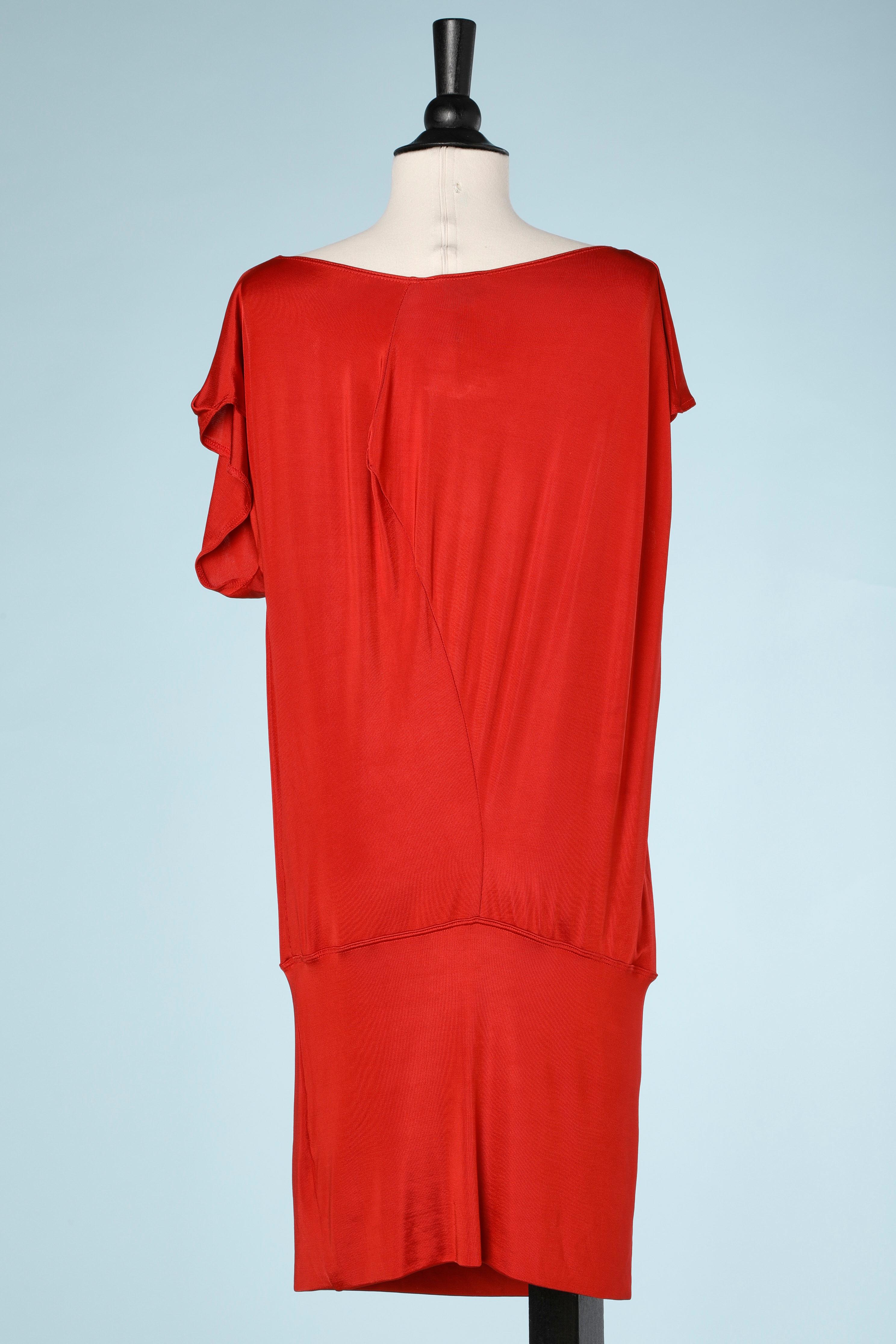 Red rayon jersey asymmetrical dress Anglomania by Vivienne Westwood  For Sale 1