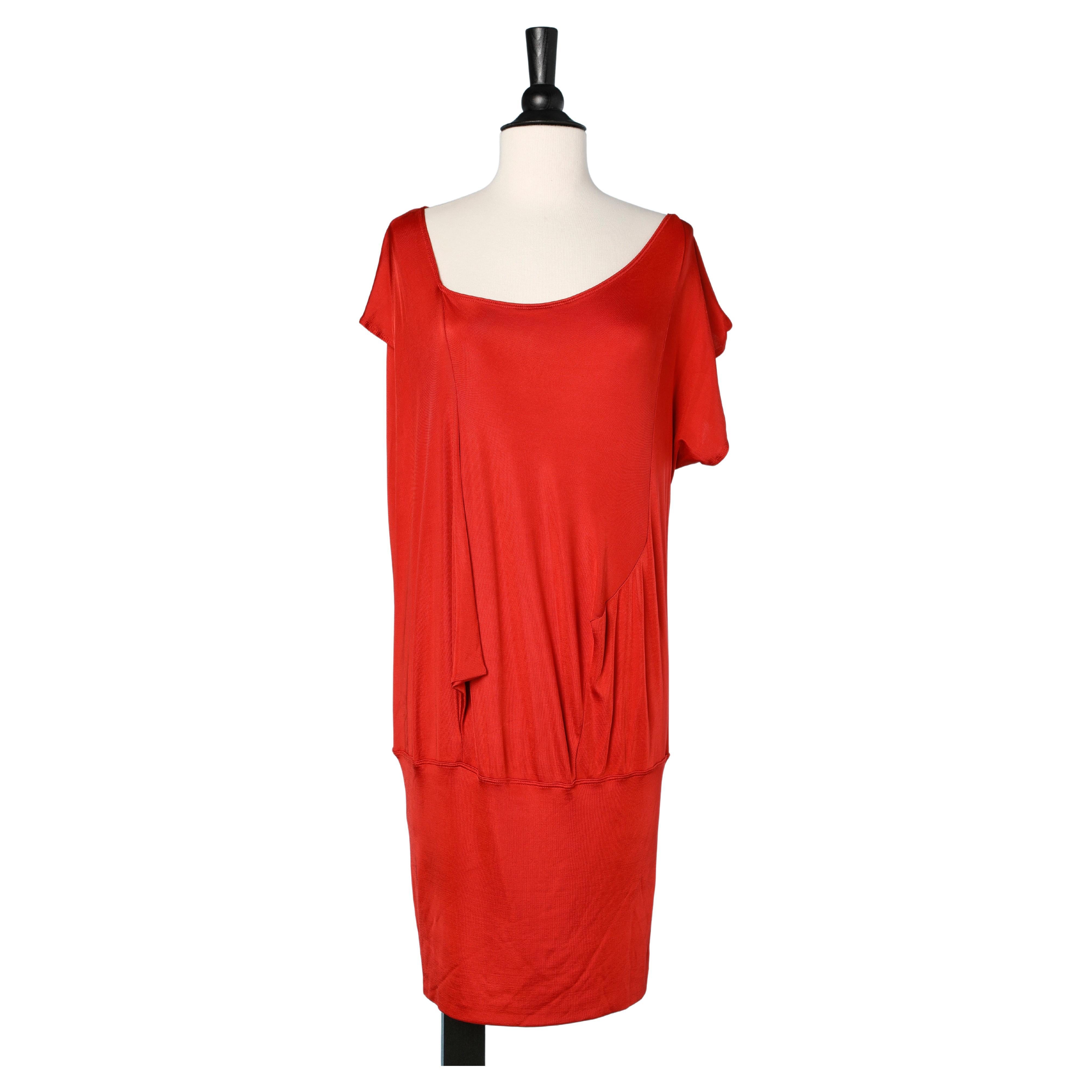 Red rayon jersey asymmetrical dress Anglomania by Vivienne Westwood  For Sale