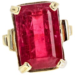 red glowing crystal AJD Intensely Glowing 8.5Cts Red Real Tourmaline Gold Ring
