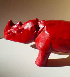 Red Rhino Sculpture by Daniele Nannini