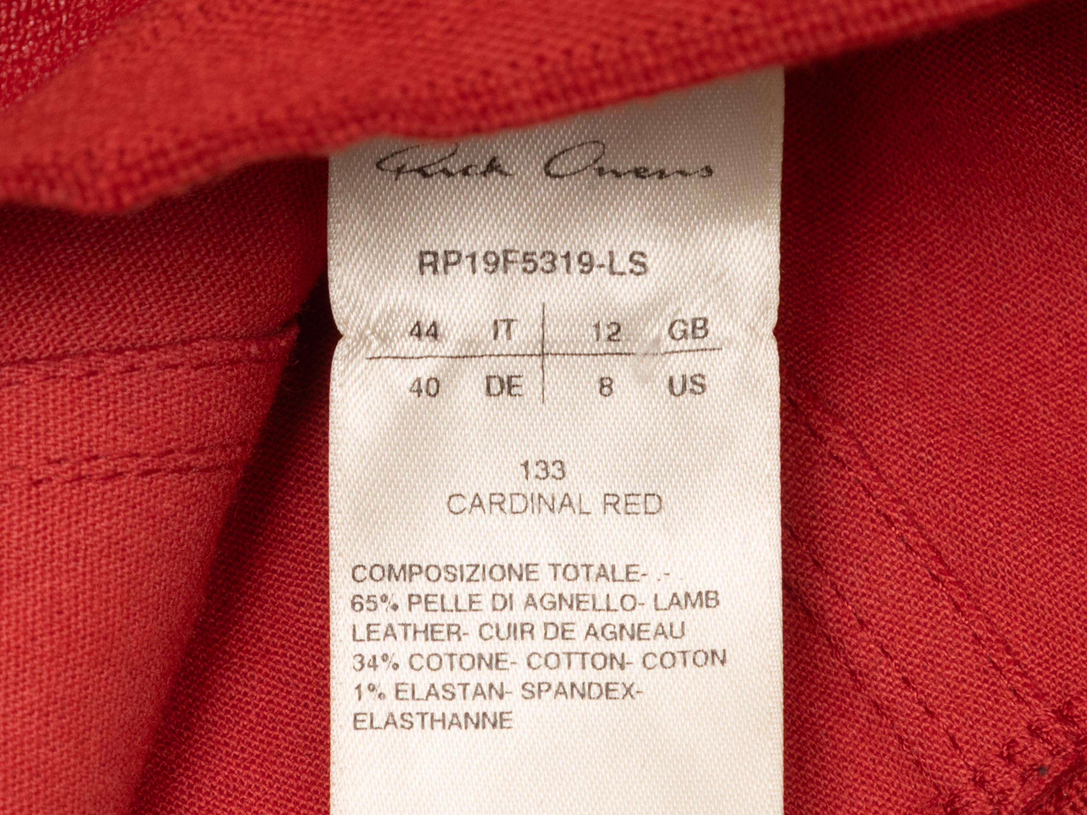 Donna Leggings in pelle rossa di Rick Owens taglia US 8 in vendita