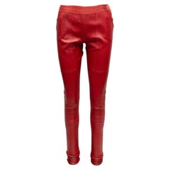 Leggings in pelle rossa di Rick Owens taglia US 8