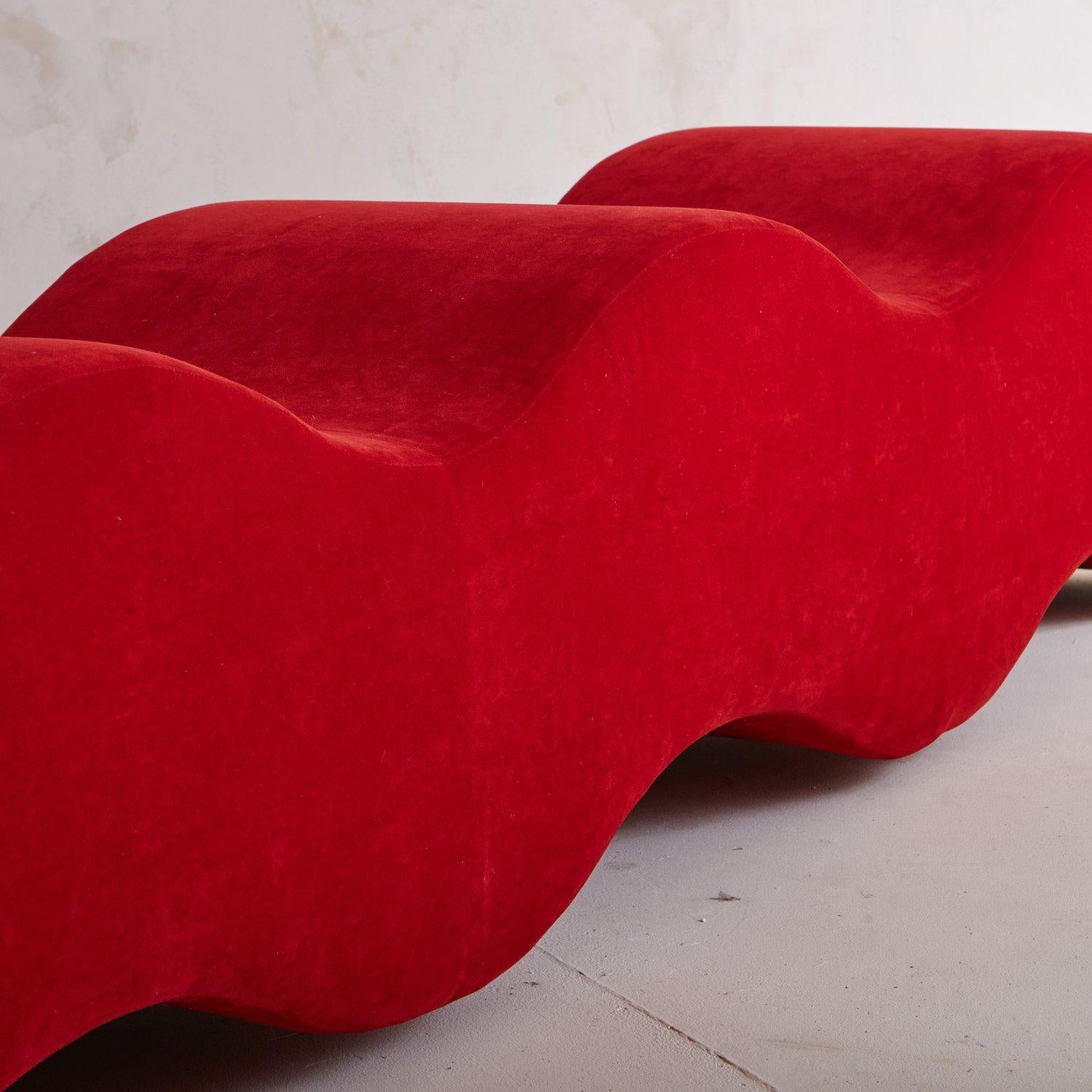 Modern Red Ripple Bench by Laurinda Spear for Coalesse