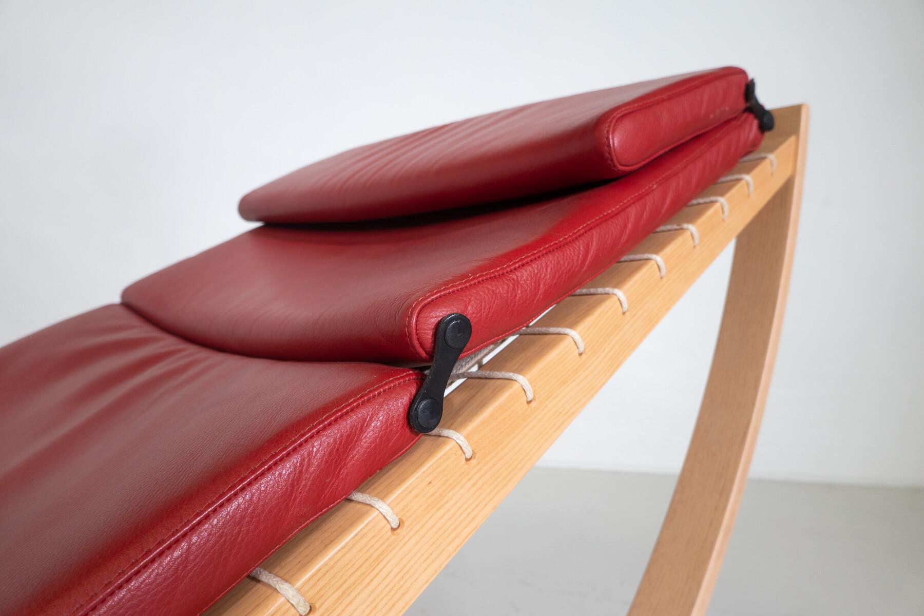 Legno Sedia a dondolo rossa Canapo di Franco Albini per Cassina, Italia in vendita