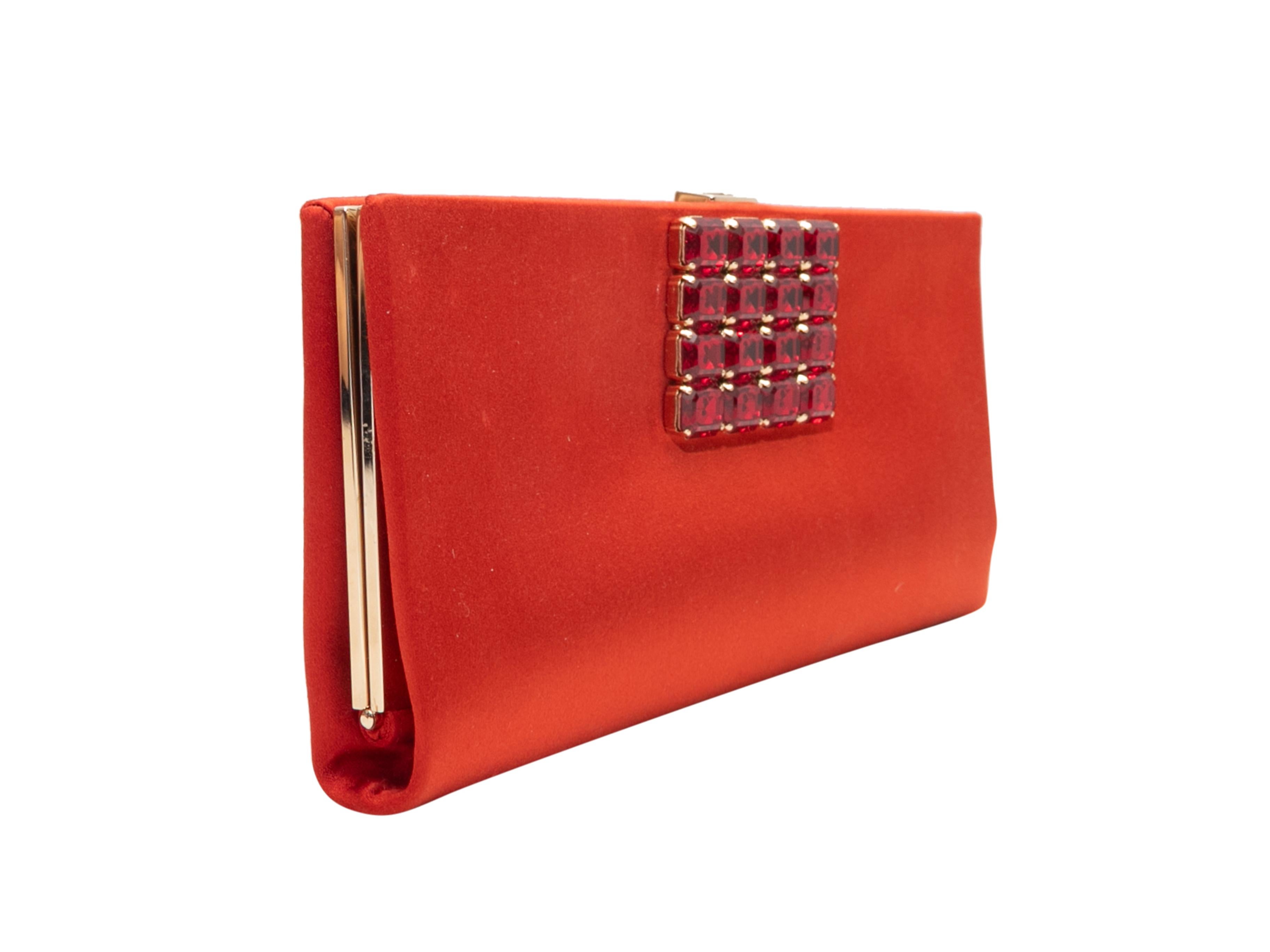 Red Roger Vivier Satin Clutch In Good Condition For Sale In New York, NY