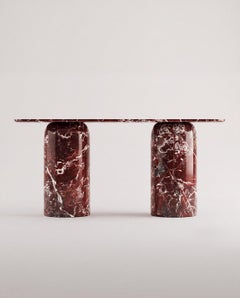Red Rosso Levanto Marble Dining Table With Oval Edge