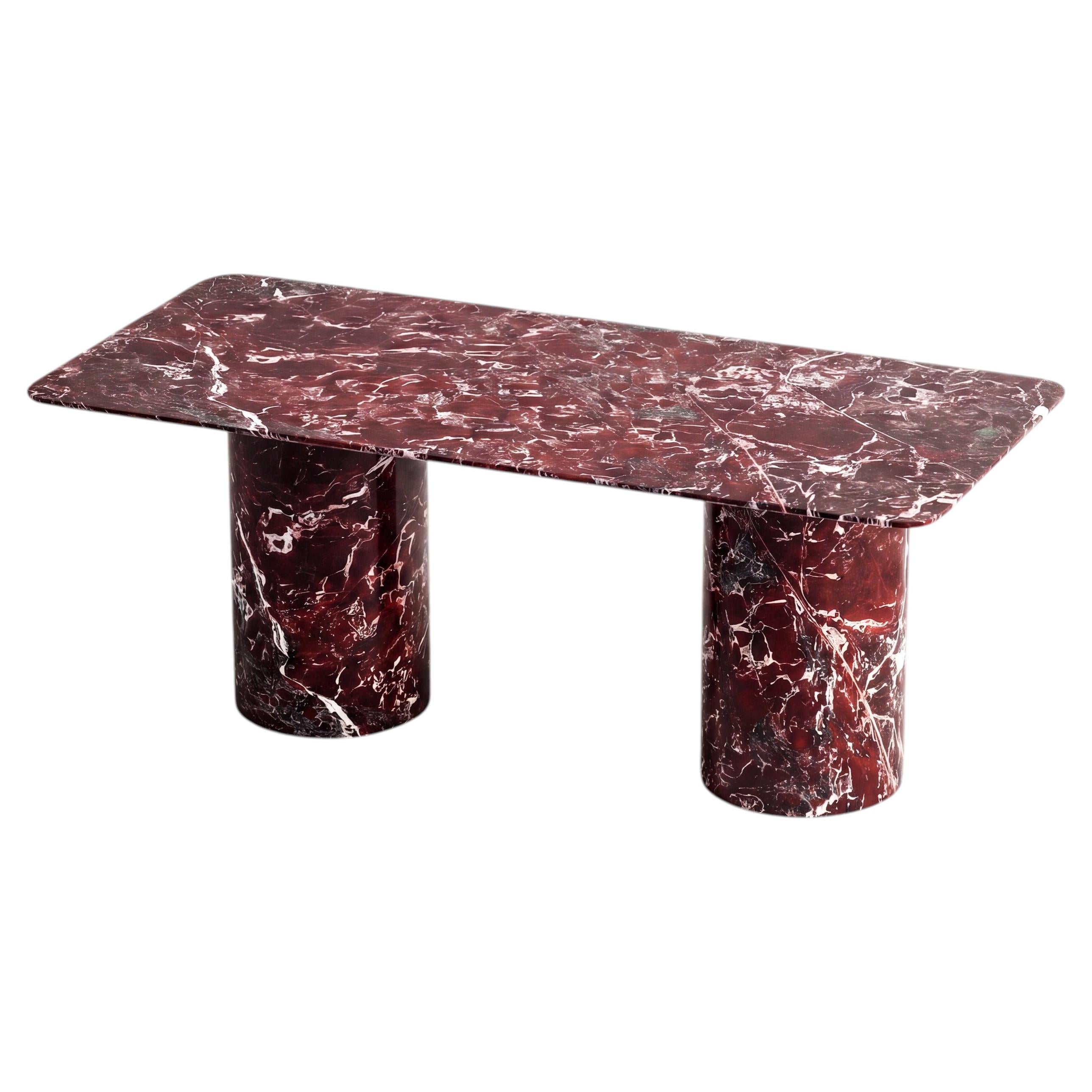 Red Rosso Levanto Marble Dining Table With Oval Edge