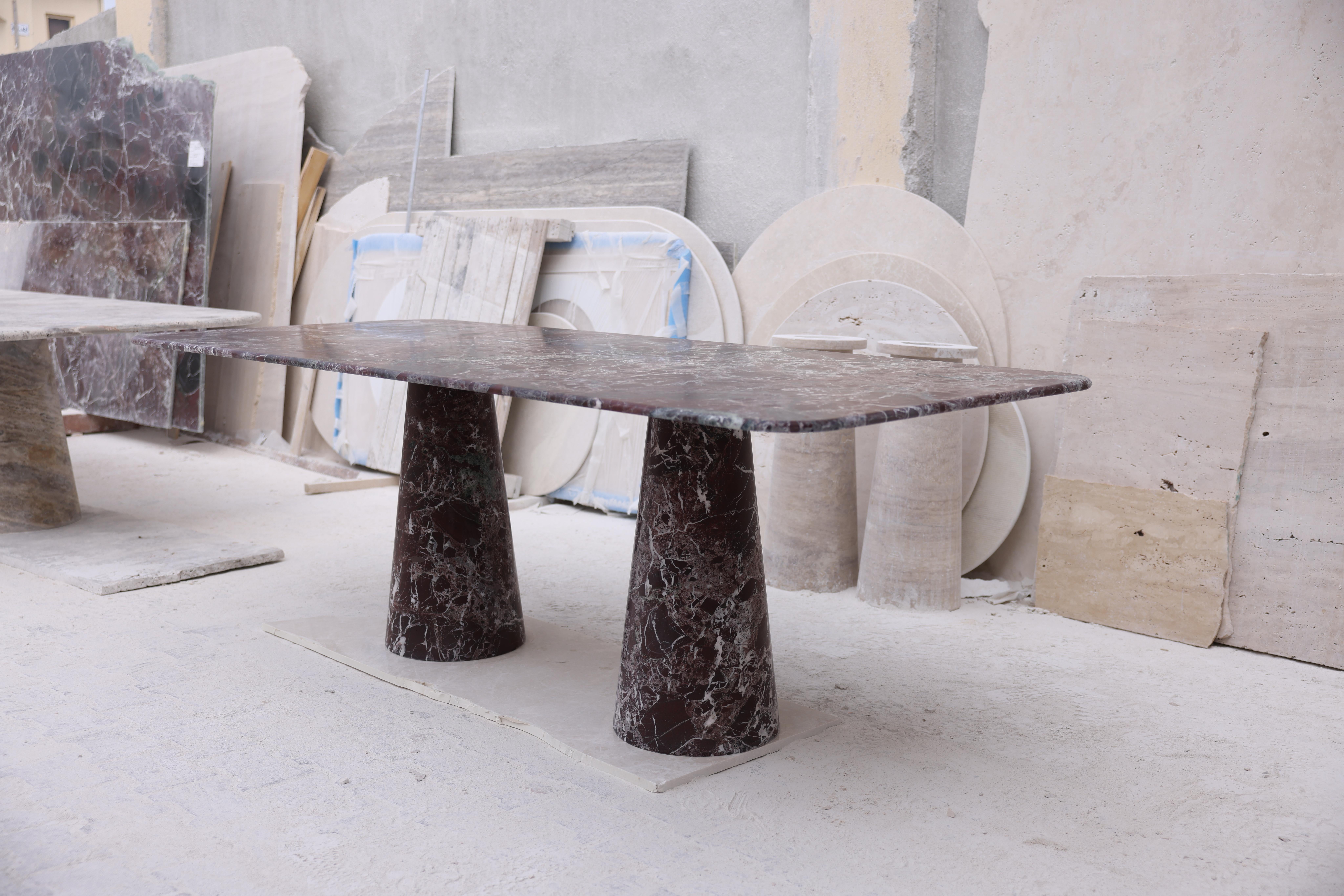Unknown Red Rosso Marble Rectangle Dining Table, in the Style of 1970 Angelo Mangiarotti For Sale