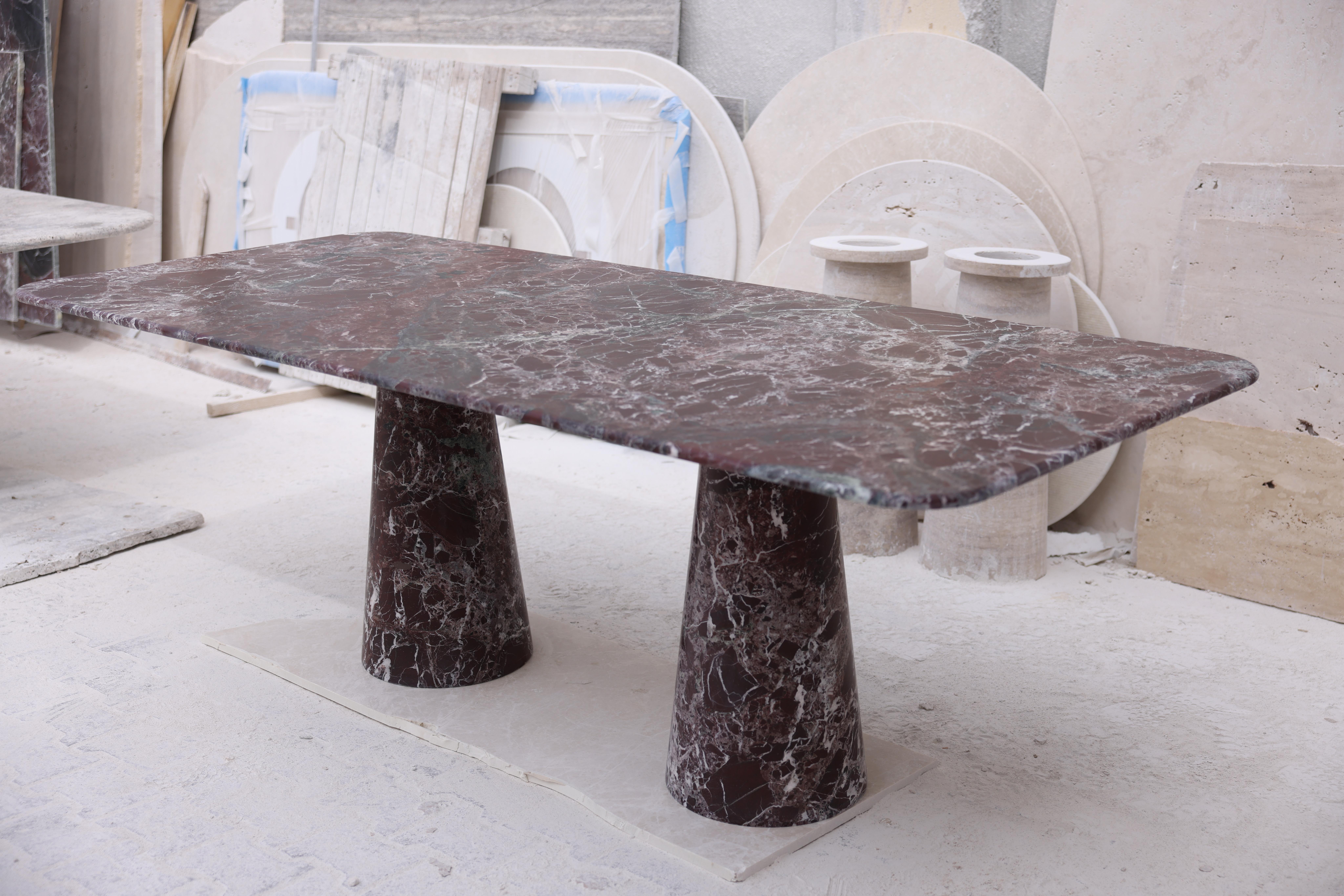 Red Rosso Marble Rectangle Dining Table, in the Style of 1970 Angelo Mangiarotti In New Condition For Sale In AMSTERDAM, NL