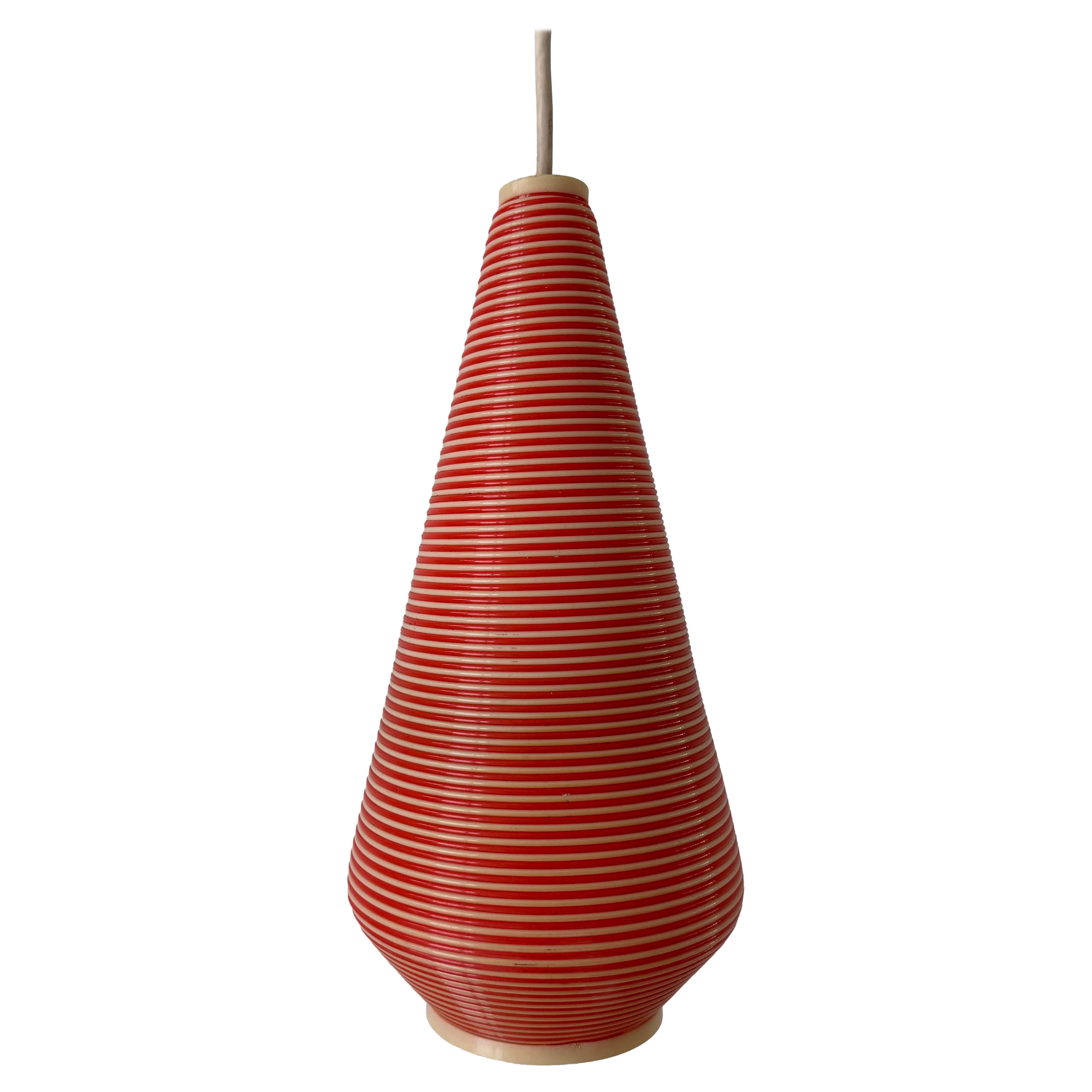 Red Rotaflex Shade Pendant Lamp by Yasha Heifetz, 1960s, Germany For Sale