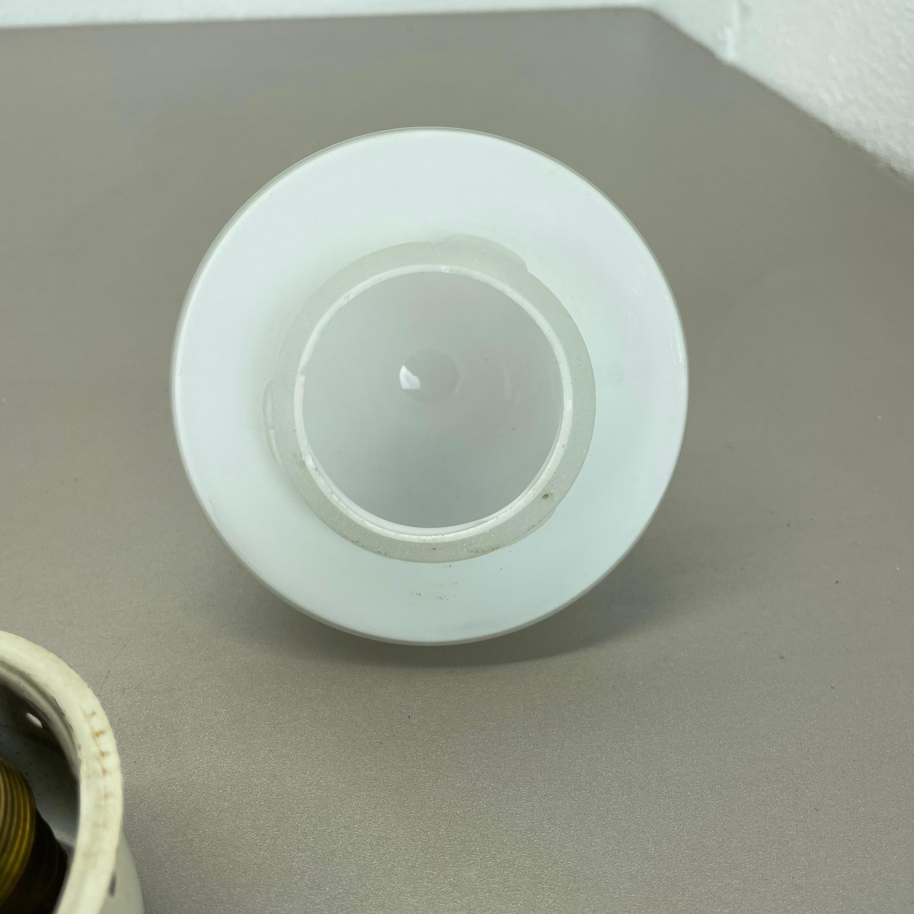 Red round 20cm Stilnovo Style Metal Opaline Glass Wall Light, Italy, 1960s For Sale 9