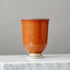 Red Royal Copenhagen Crackle Glazed Vase. Thorkild Olsen, Denmark, 1950s