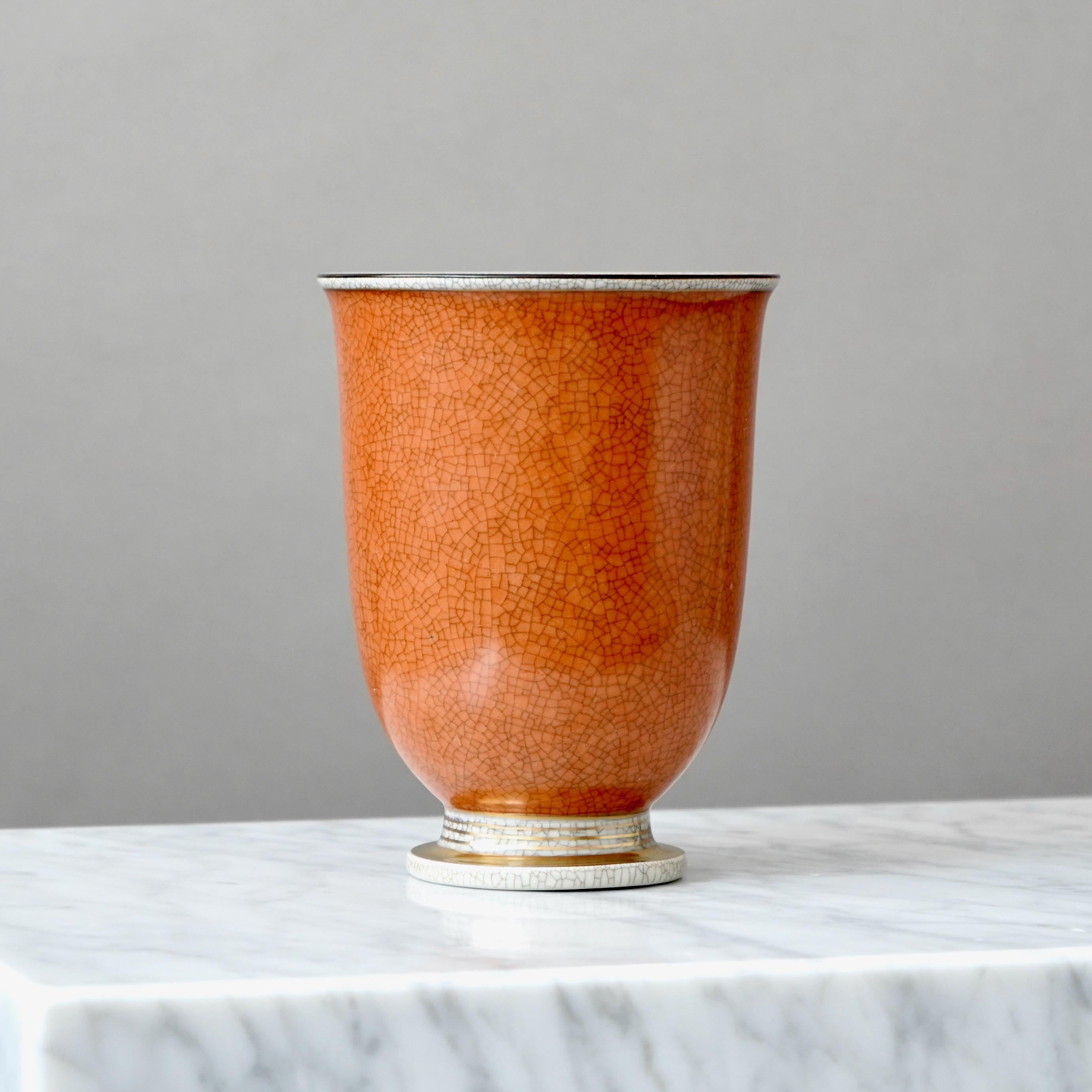 Danese Vaso rosso Royal Copenhagen smaltato a crepe. Thorkild Olsen, Danimarca, anni '50 in vendita