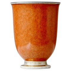 Vase rouge émaillé craquelé Royal Copenhagen. Thorkild Olsen, Danemark, années 1950