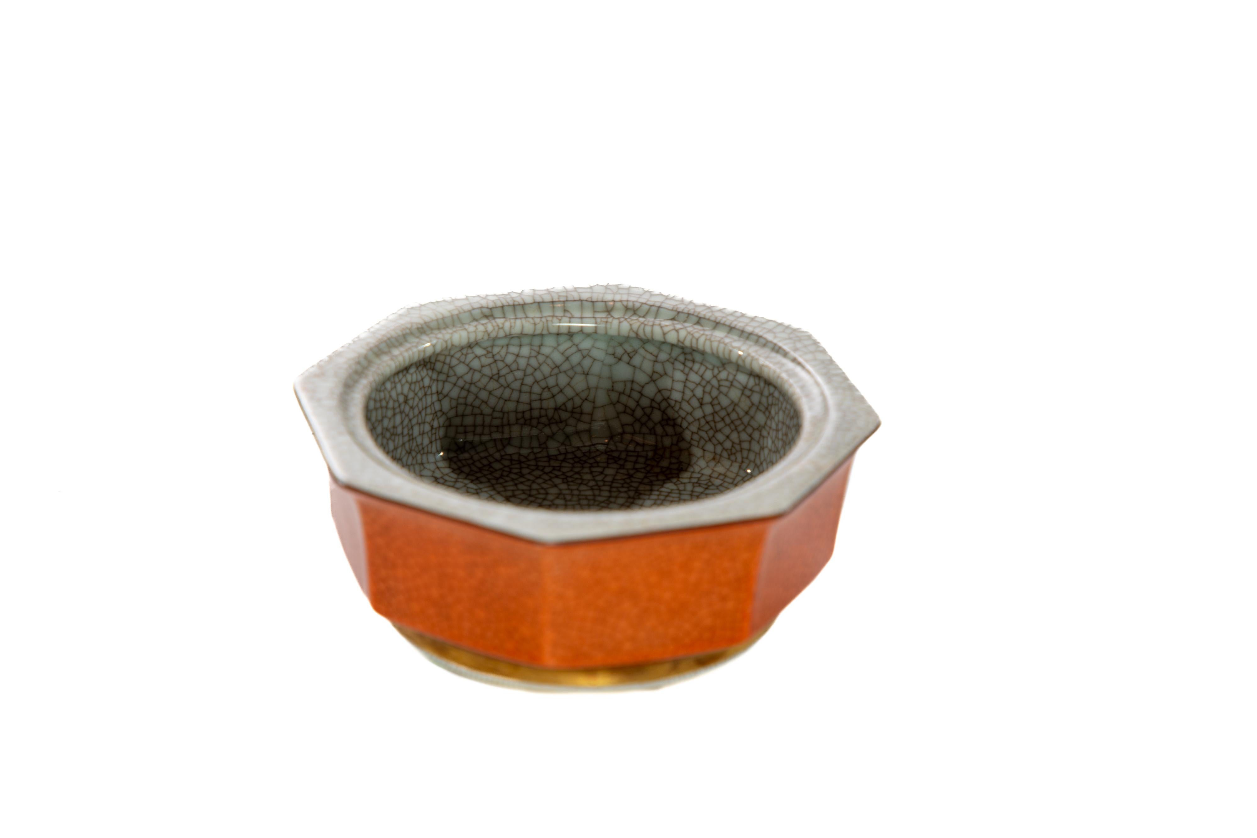 20th Century Red Royal Copenhagen Small Octagonal Dish, Circa 1925 For Sale