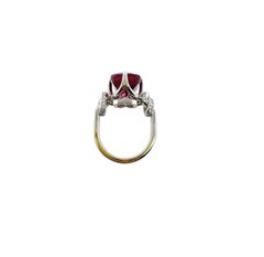 Red Rubelite and diamond Forget Me Knot ring