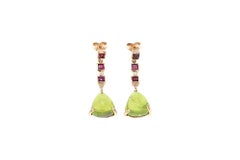 Red Rubies Green Peridot Rose Gold Earrings Botta Jewelry