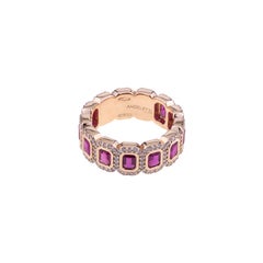 Red Rubies Octagon Cut Set in Rose Gold with Diamonds