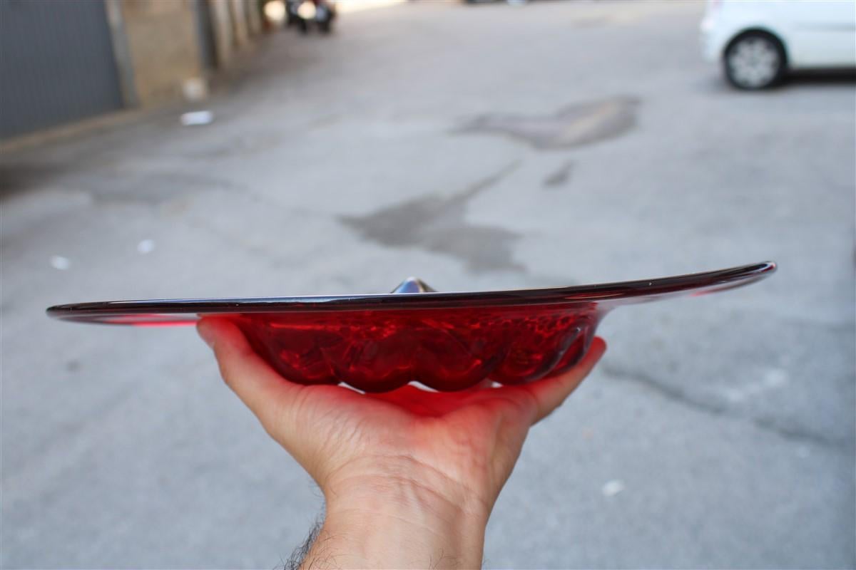 Red Rubin Murano Glass Decorative Bowl Style of Zecchin Cappellin 1920s Italy For Sale 2