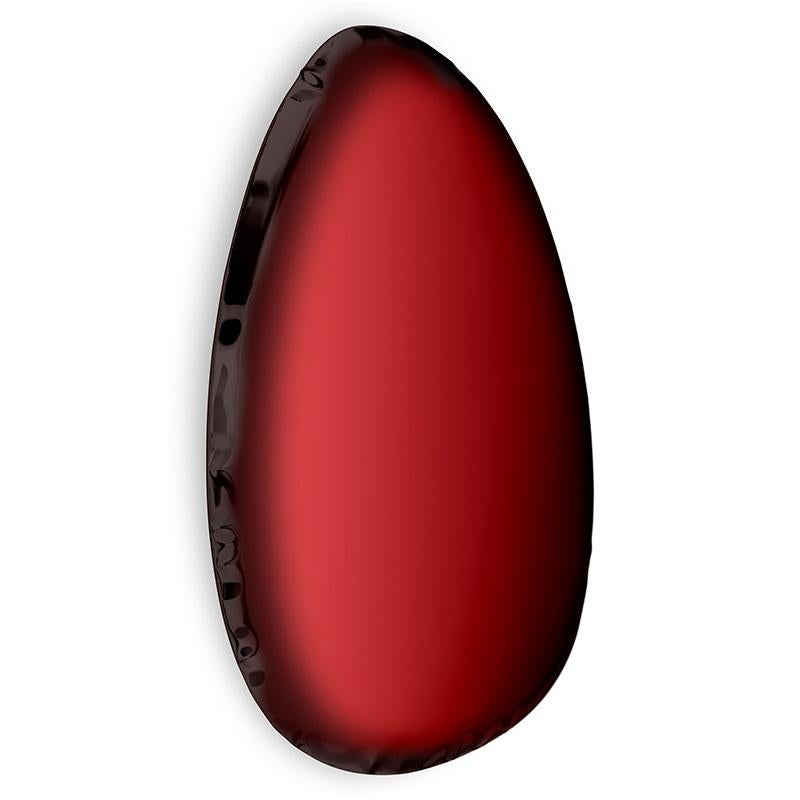 Red Rubin Tafla O4.5 wall mirror by Zieta
Dimensions: D 6 x W 57 x H 86 cm 
Material: Stainless steel.
Finish: Red rubin. 
Available finishes: Stainless Steel, White Matt, Sapphire/Emerald, Sapphire, Emerald, Deep space blue, Dark matter, or red