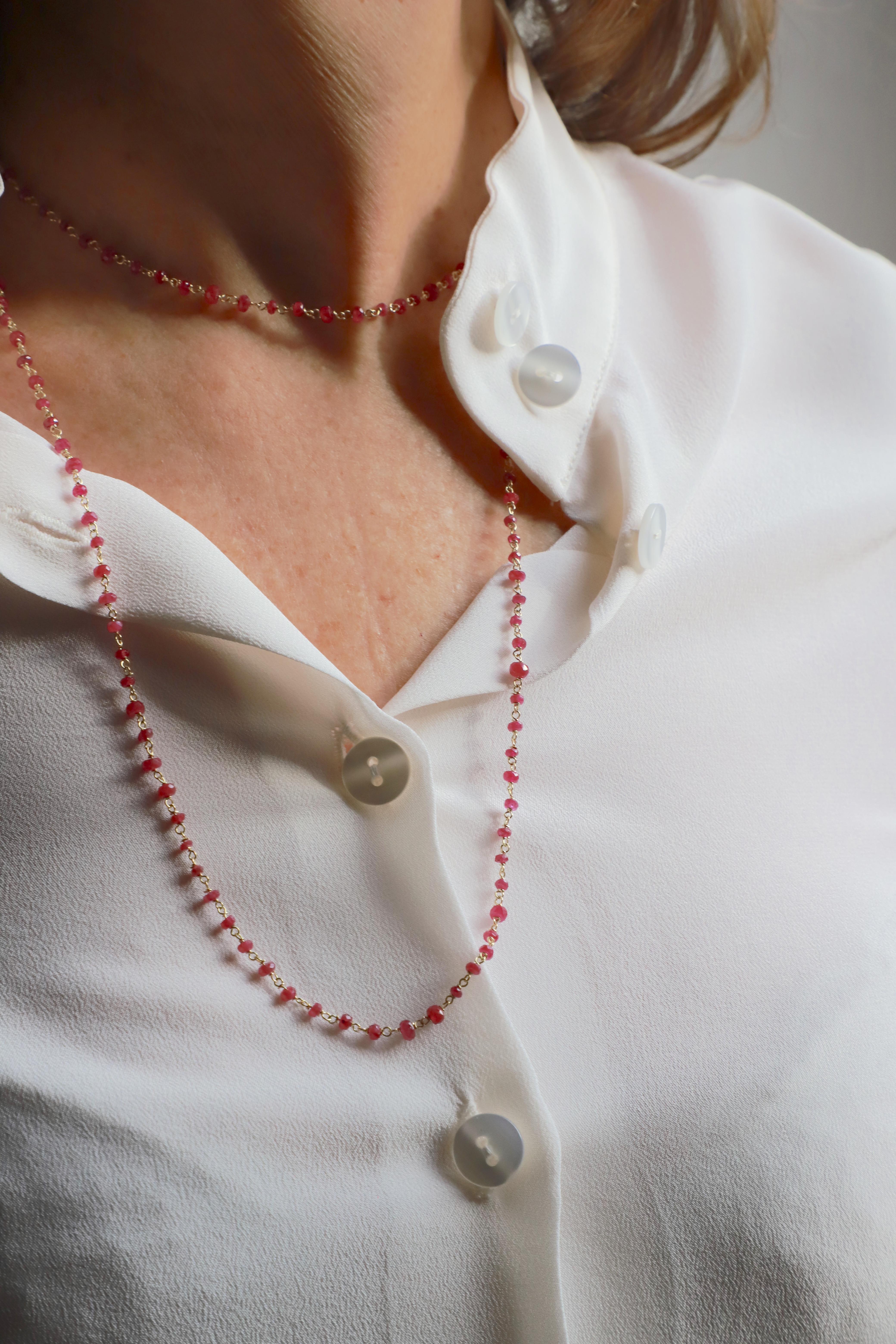 Collier à maillons en or jaune 18 carats et rubis rouge 48,40 carats de style Art déco en vente 12