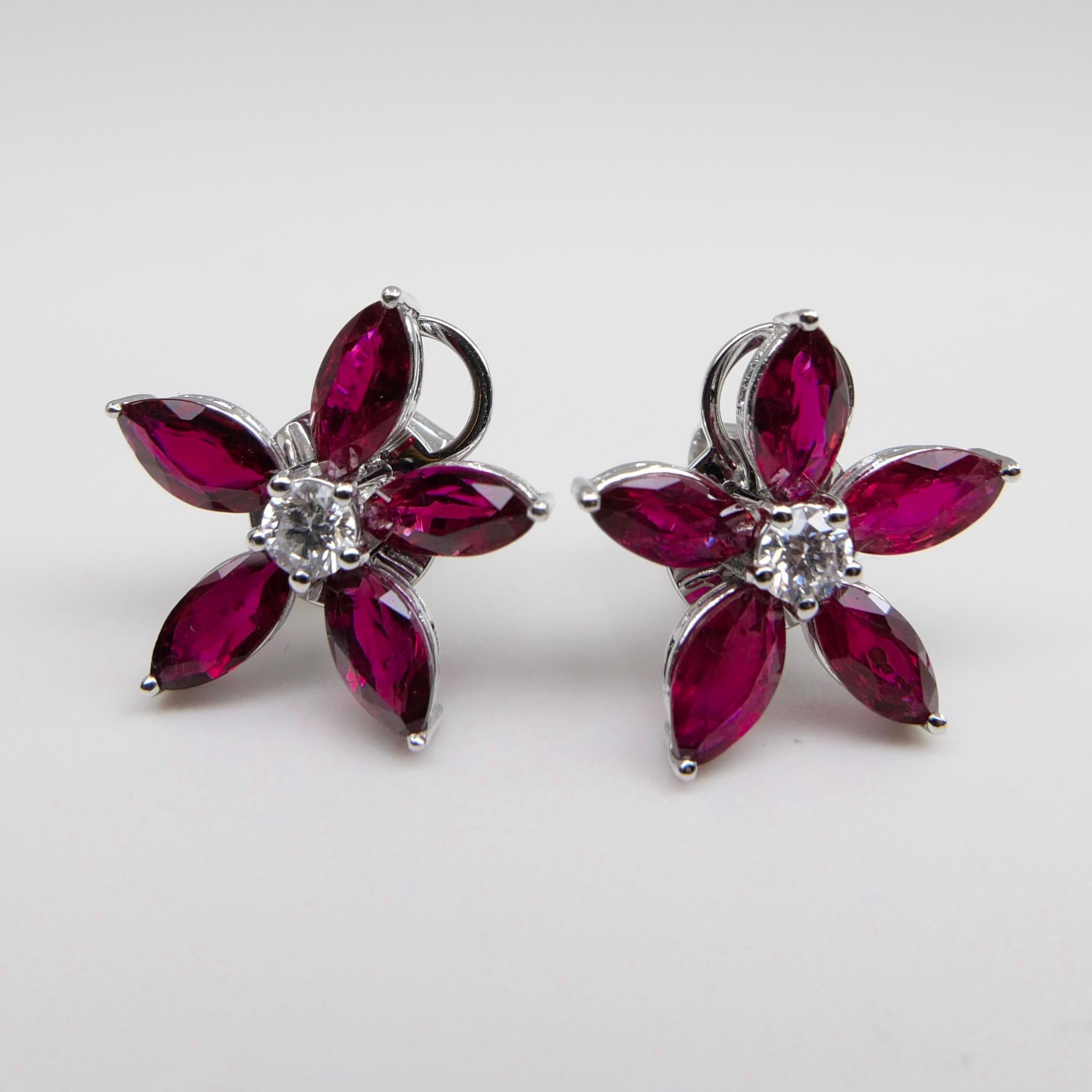 red flower stud earrings