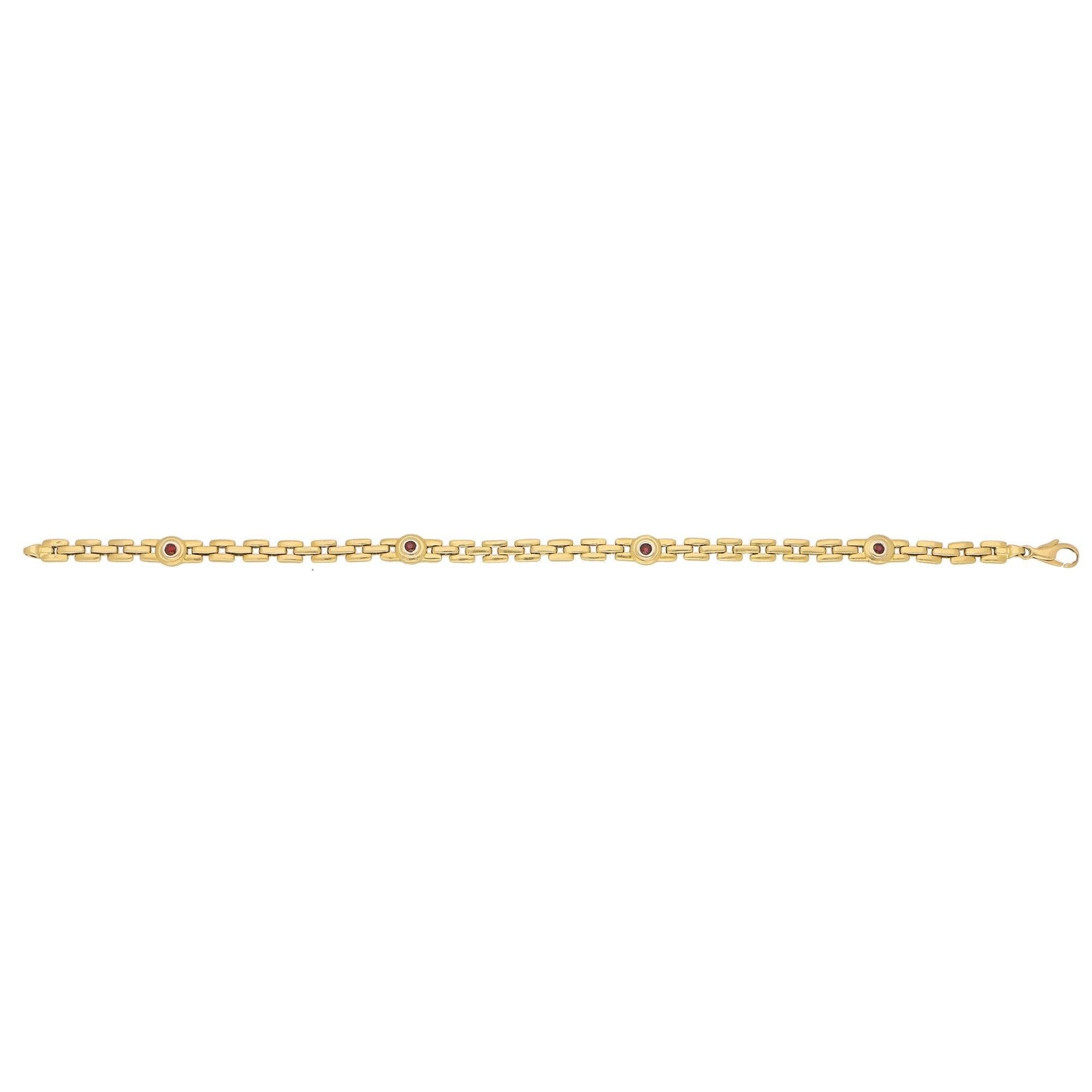 Retro Red Ruby Chain Link Bracelet Set in 18 Karat Yellow Gold
