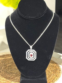 Art Deco 1.64ct Ruby & 1.89ct Diamond Octagonal Pendant, 18ct Gold