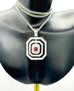 Art Deco 1.64ct Ruby & 1.89ct Diamond Octagonal Pendant, 18ct Gold