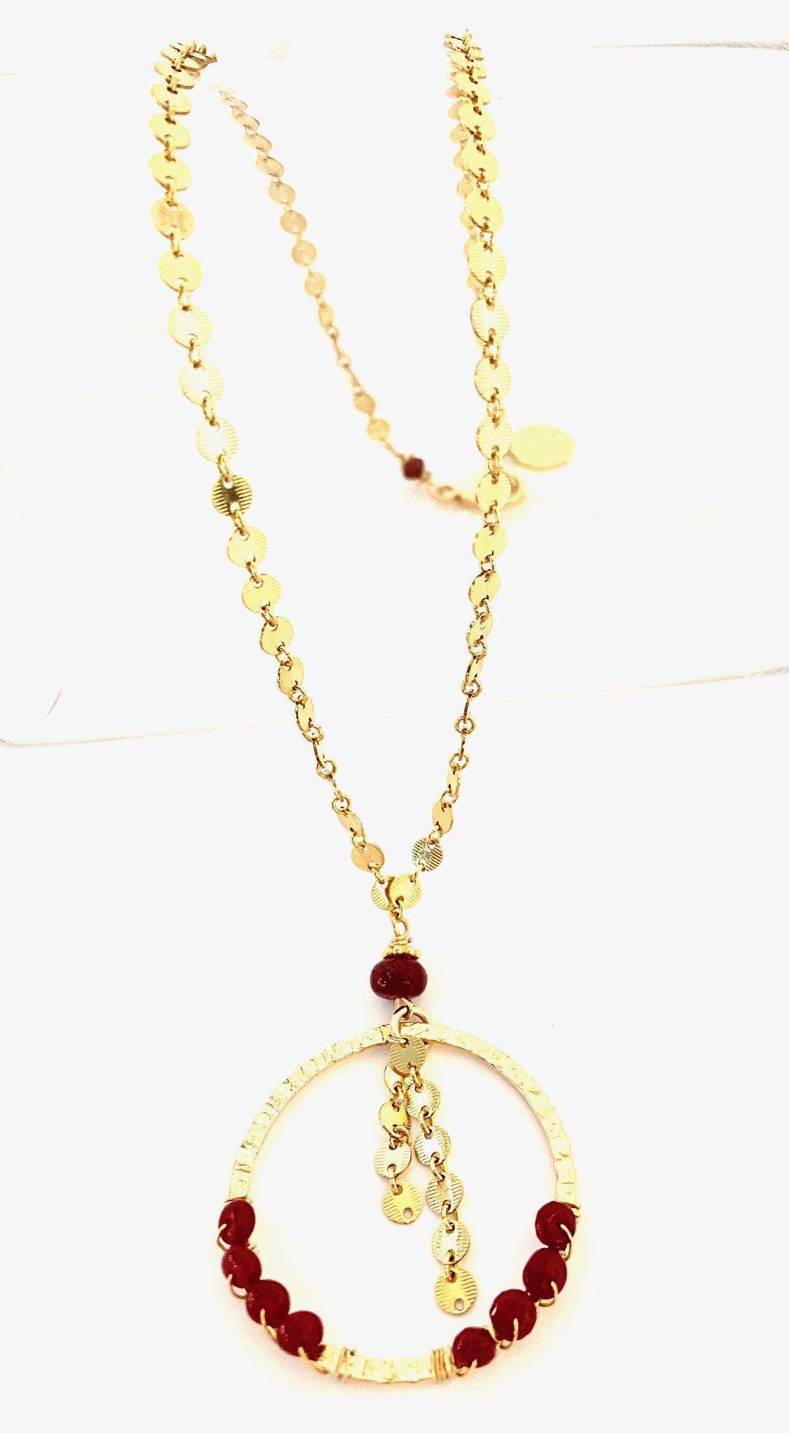 Artisan Red Ruby I Love You Necklace For Sale