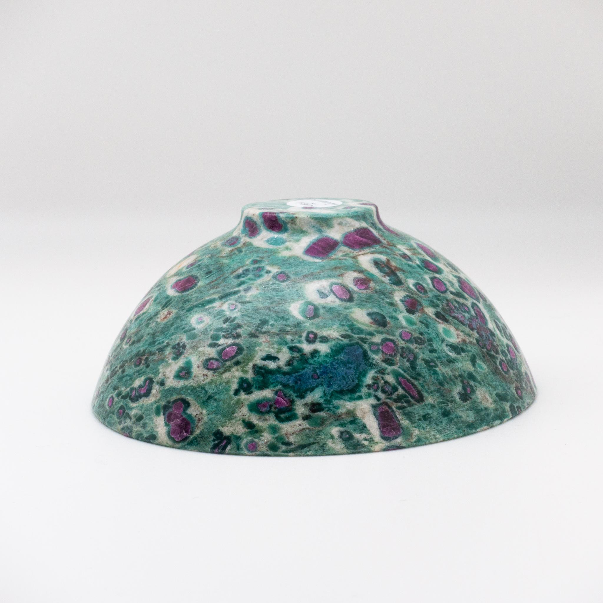 Grand Tour Red Ruby in Green Fuchsite Semi-Precious Footed Stone Bowl