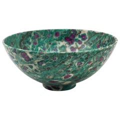 Red Ruby in Green Fuchsite Semi-Precious Footed Stone Bowl