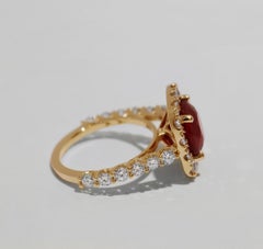 Red Ruby Ring with Diamonds in Yellow Gold