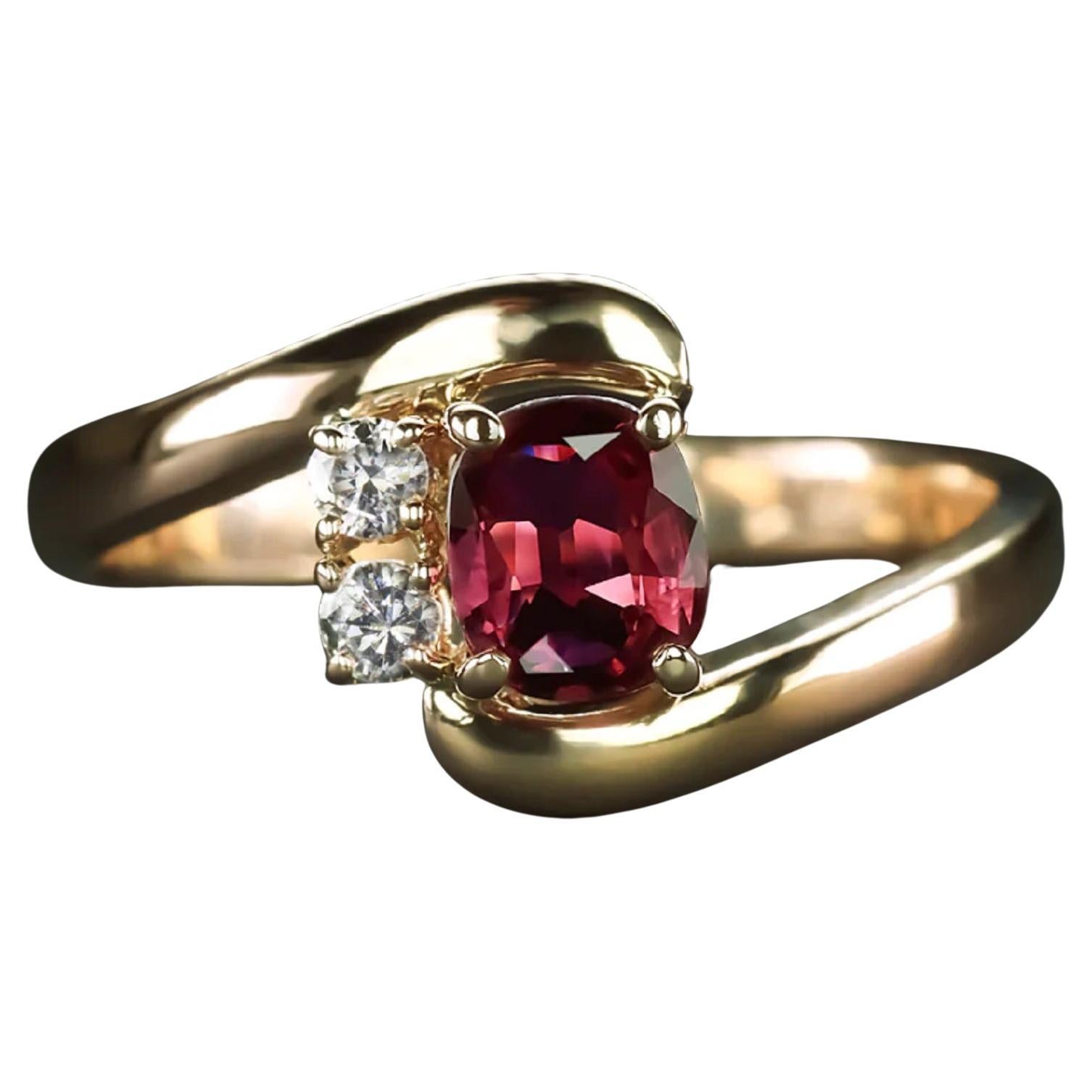 Red Ruby Round Brilliant Cut Moi&GToi Cocktail Ring For Sale