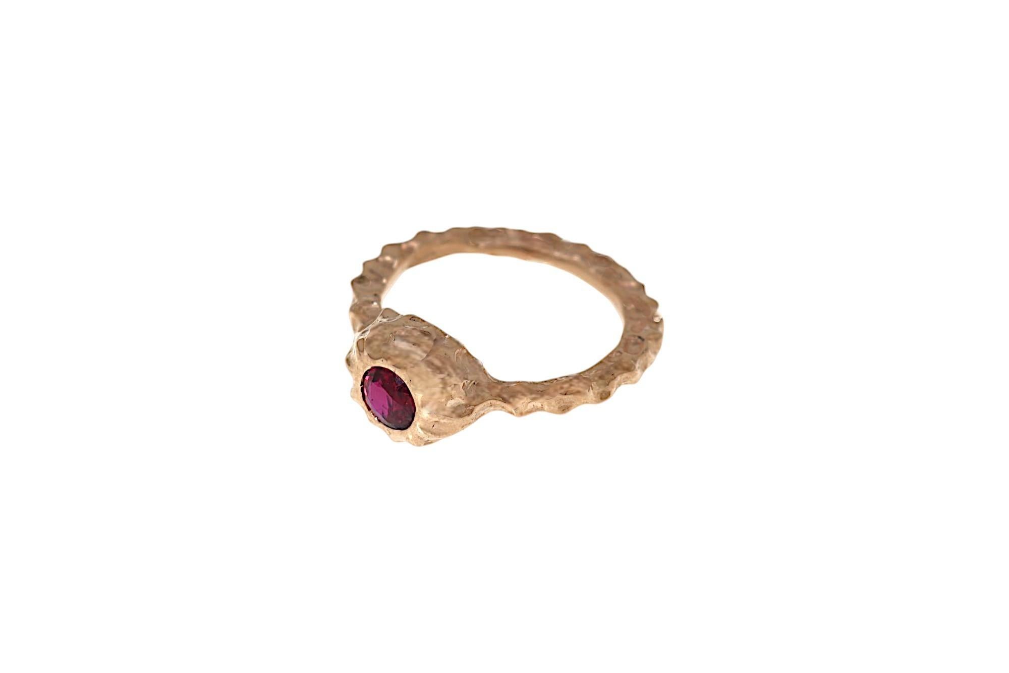Women's Red Ruby Round Cut Rose Gold Ring Botta Jewelry For Sale