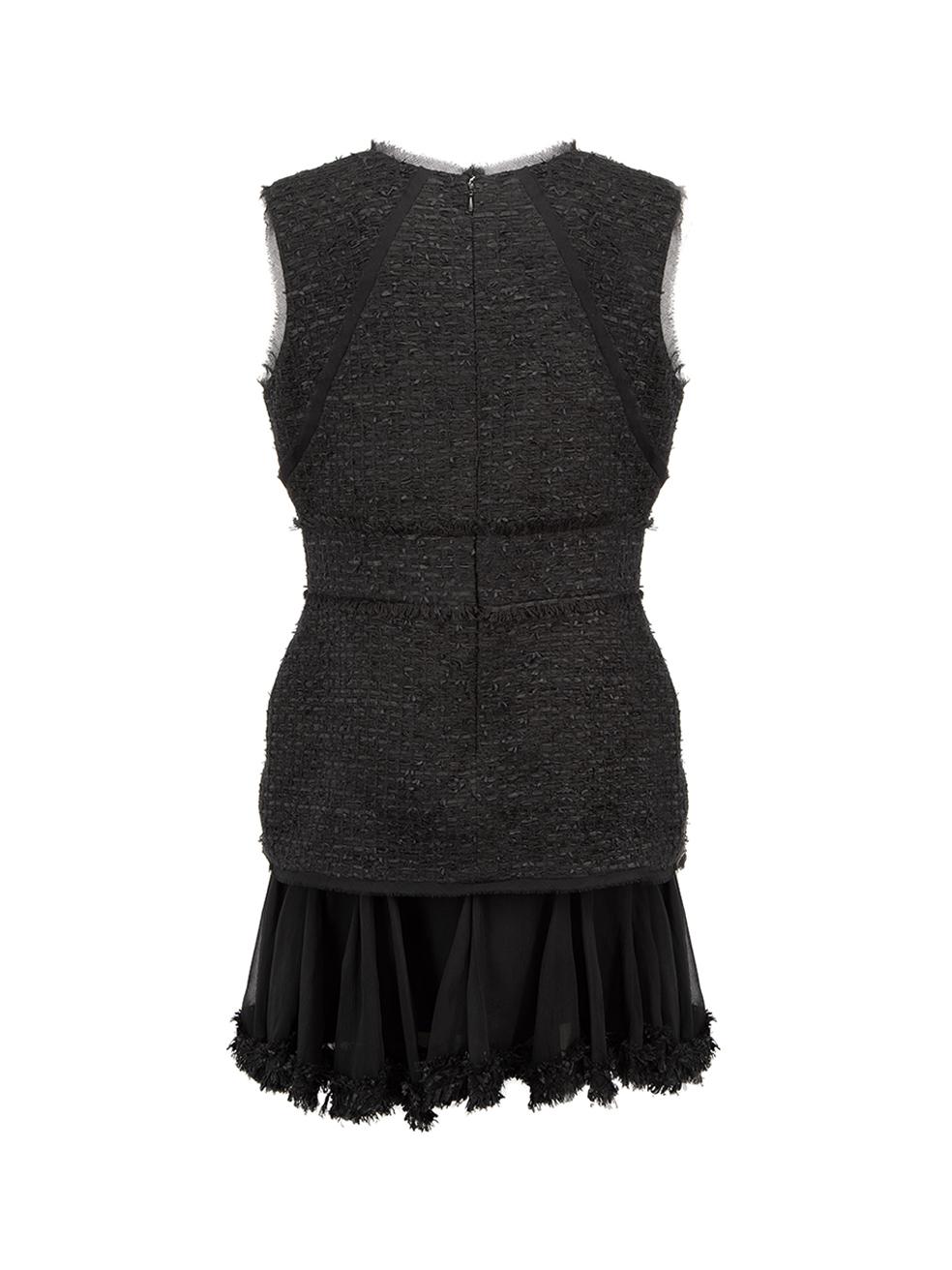 Black Tweed Layered Frayed Hem Dress Size XXXL In Good Condition In London, GB