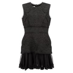 Black Tweed Layered Frayed Hem Dress Size XXXL