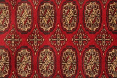 Red Runner Rug, Several Medallion Vintage Wool Turkmen Stair Runner