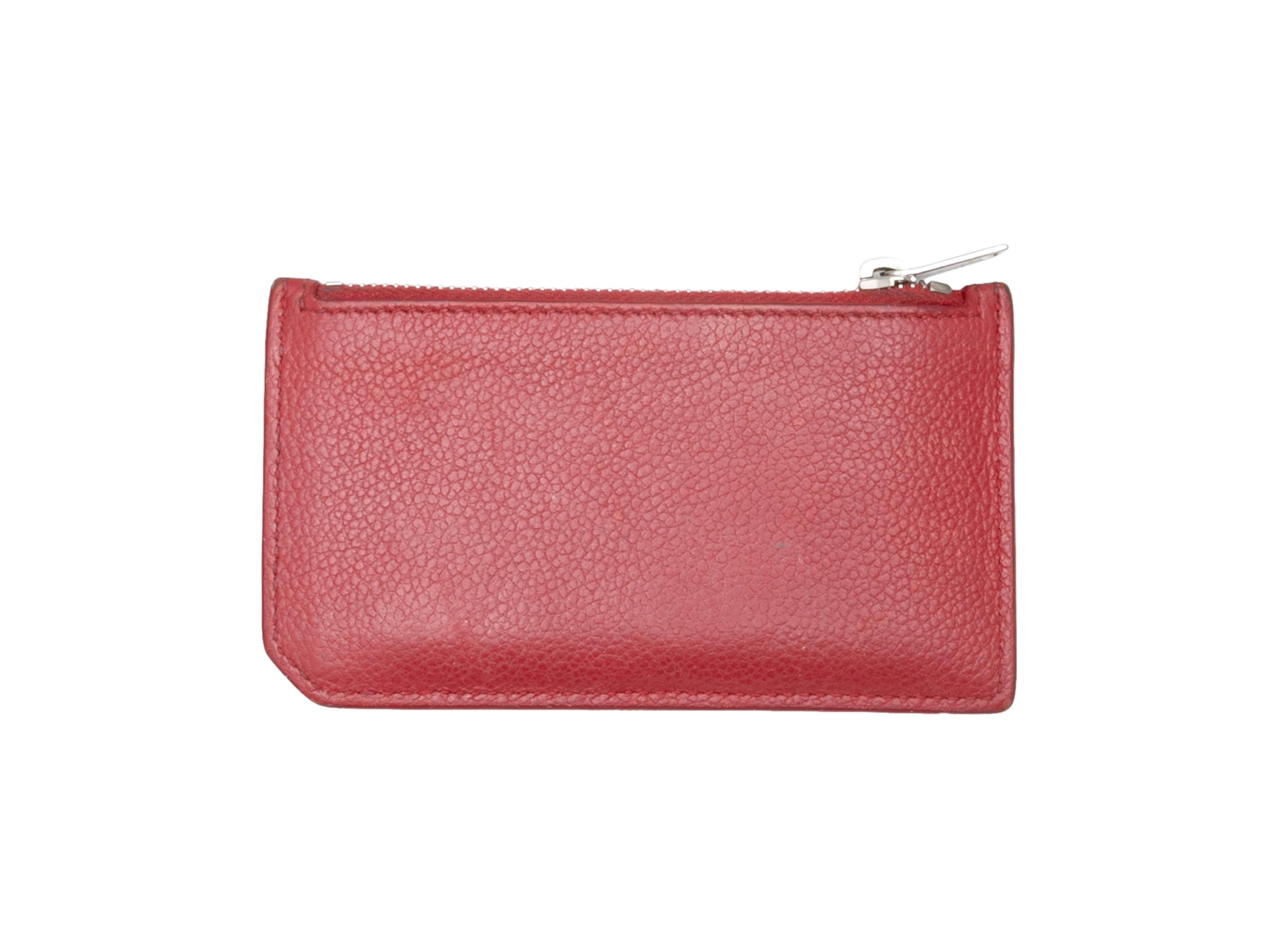 Women's or Men's Red Saint Laurent Leather Card Holder Wallet For Sale