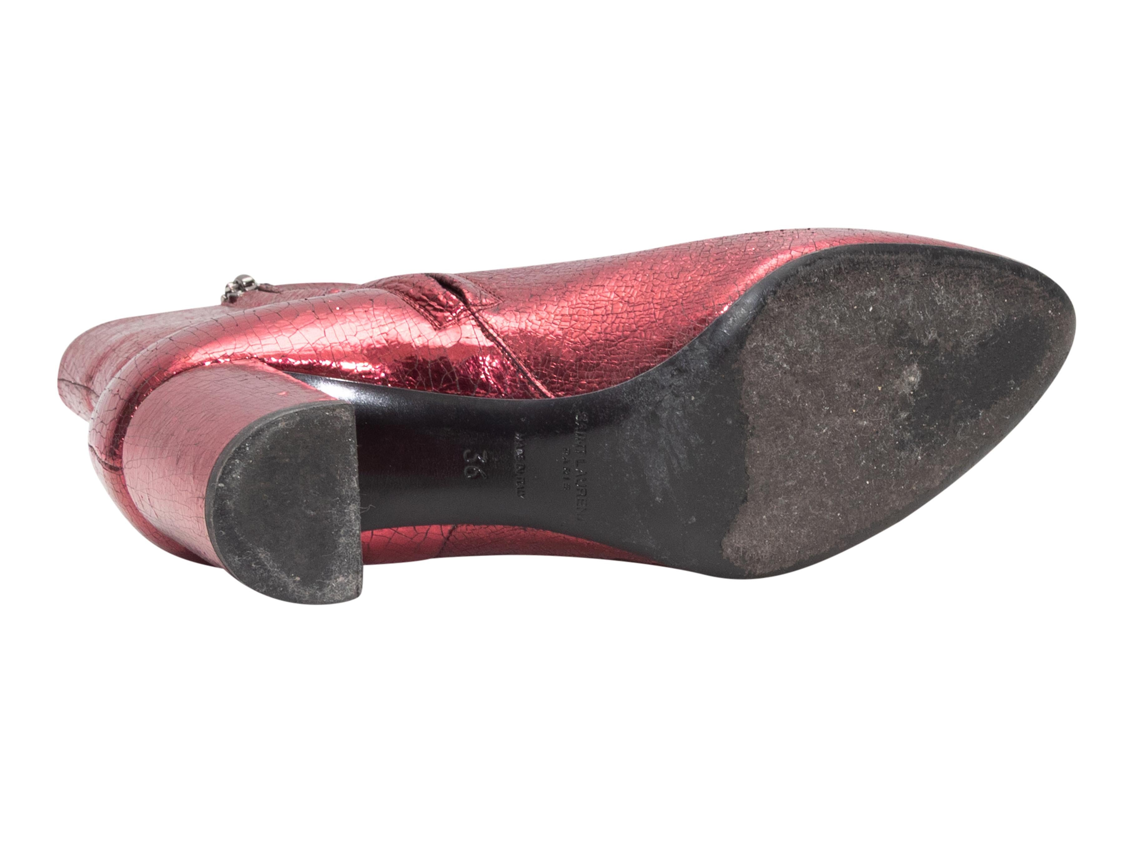 De las mujeres Botines con puntera de piel metalizada Saint Laurent rojo talla 36 en venta