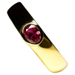 Red Sapphire 18K Yellow Gold Ring Jewelry Report Oval Cut LGBTQ Engagement