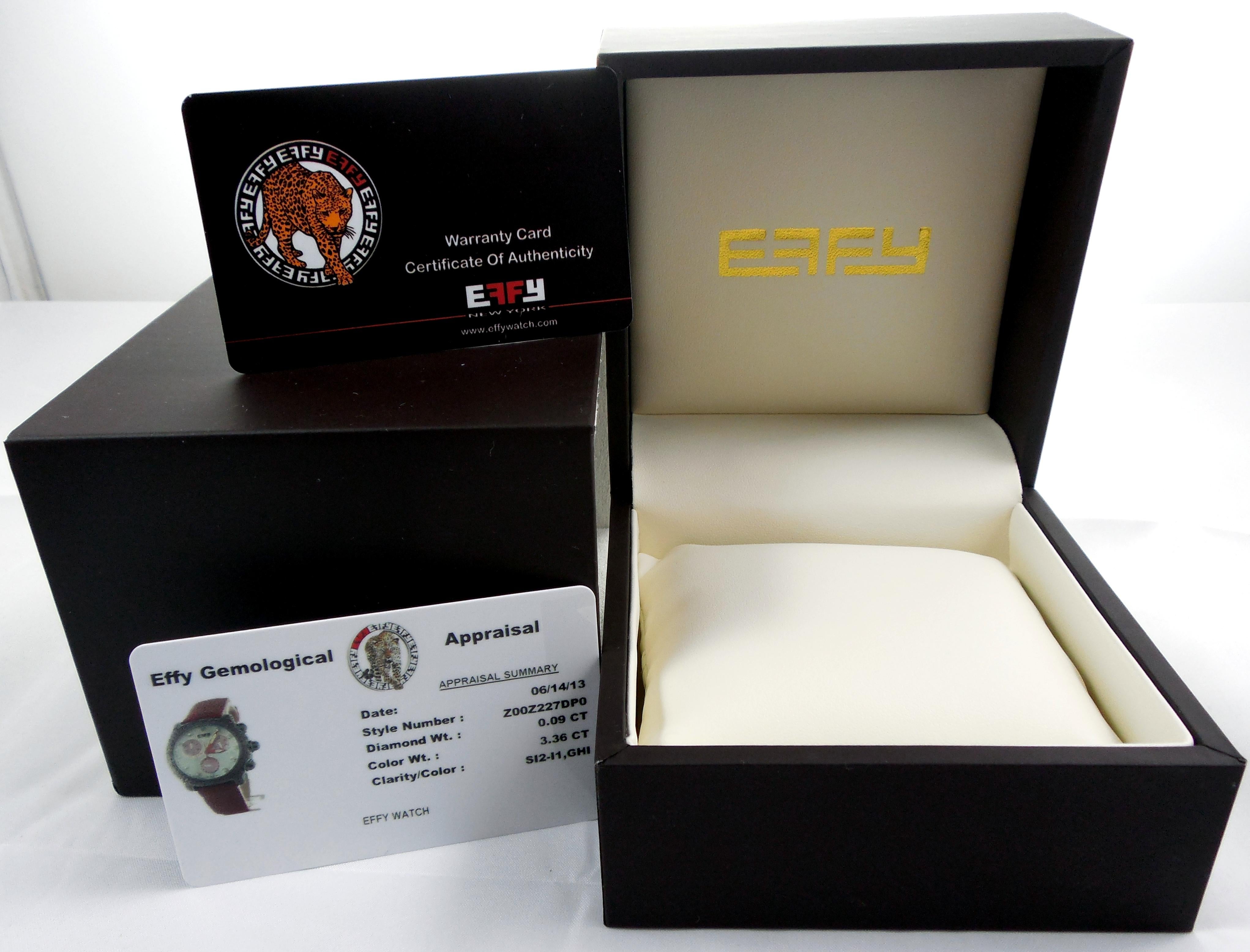 Rote Saphir & Diamant Pave Zifferblatt Luxus Schweizer Quarz Exotische Lederband Uhr (Moderne) im Angebot