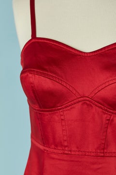 Red satin cocktail dress ESCADA
