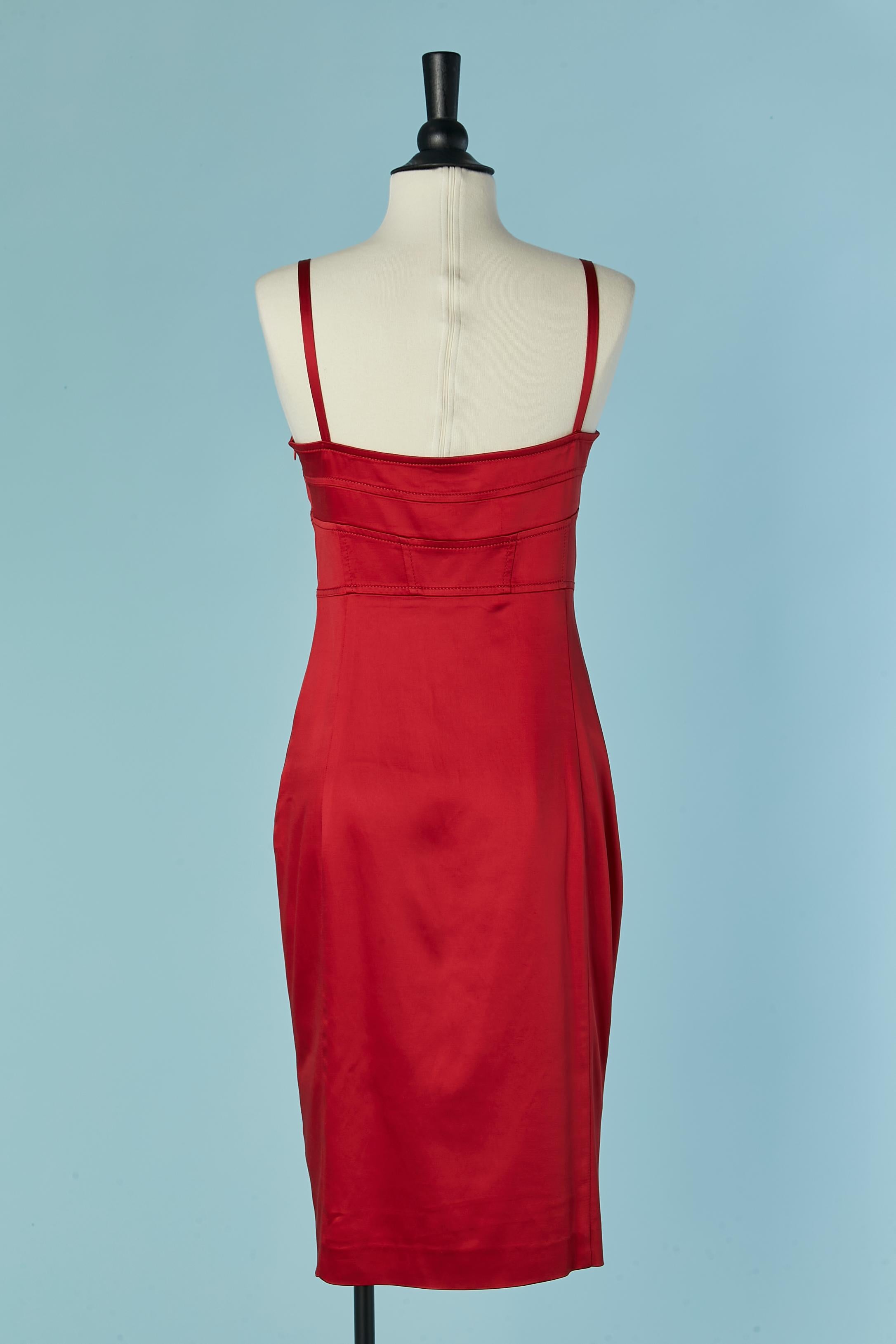 Women's Red satin cocktail dress ESCADA For Sale