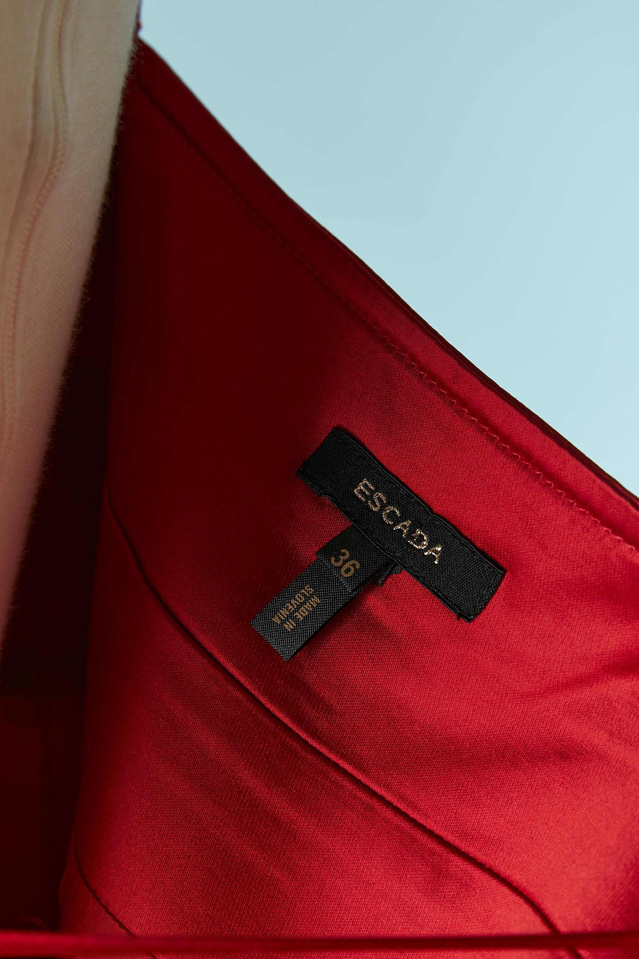 Red satin cocktail dress ESCADA For Sale 1