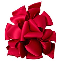 Red Satin Fabric Bow Hair Clip from the circa 1980s